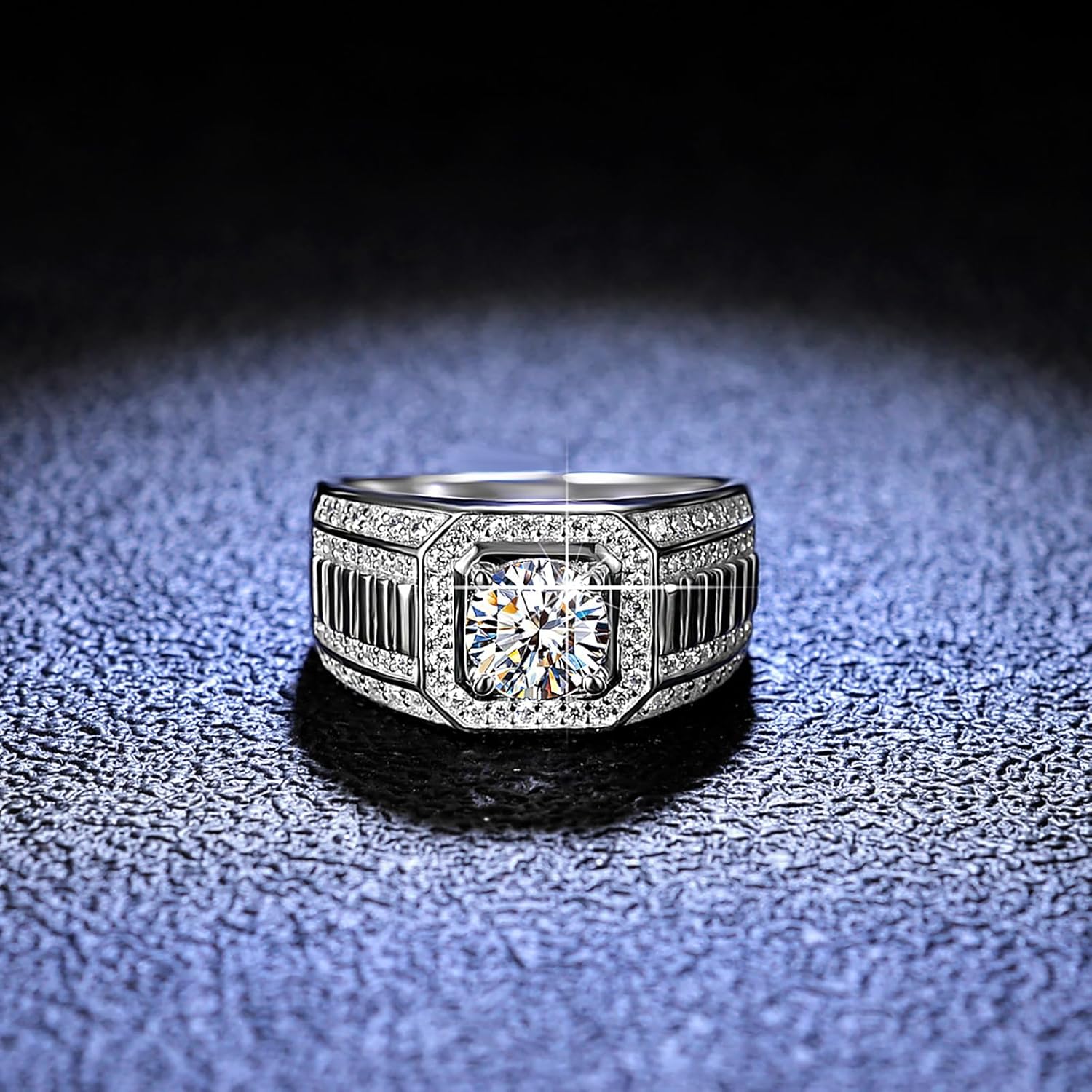 Personalized 14K Gold Men's Wedding Rings in Platinum - 1Ct Ideal Cut Diamond Ring, Custom Engraved D Color VVS1 Clarity - Ideal for Engagement and Anniversary