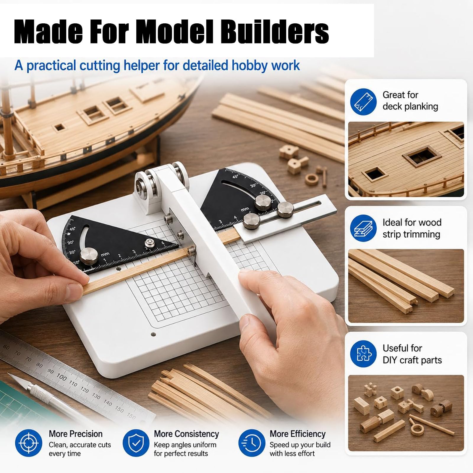 Taglierina Ad Angolo Regolabile Precisione 0-45°, Strumento Manuale Da Taglio Miter Per Hobby Con 2 Lame Extra Da 0,23 Mm Per Modelli In Legno Di Balsa E Plastica