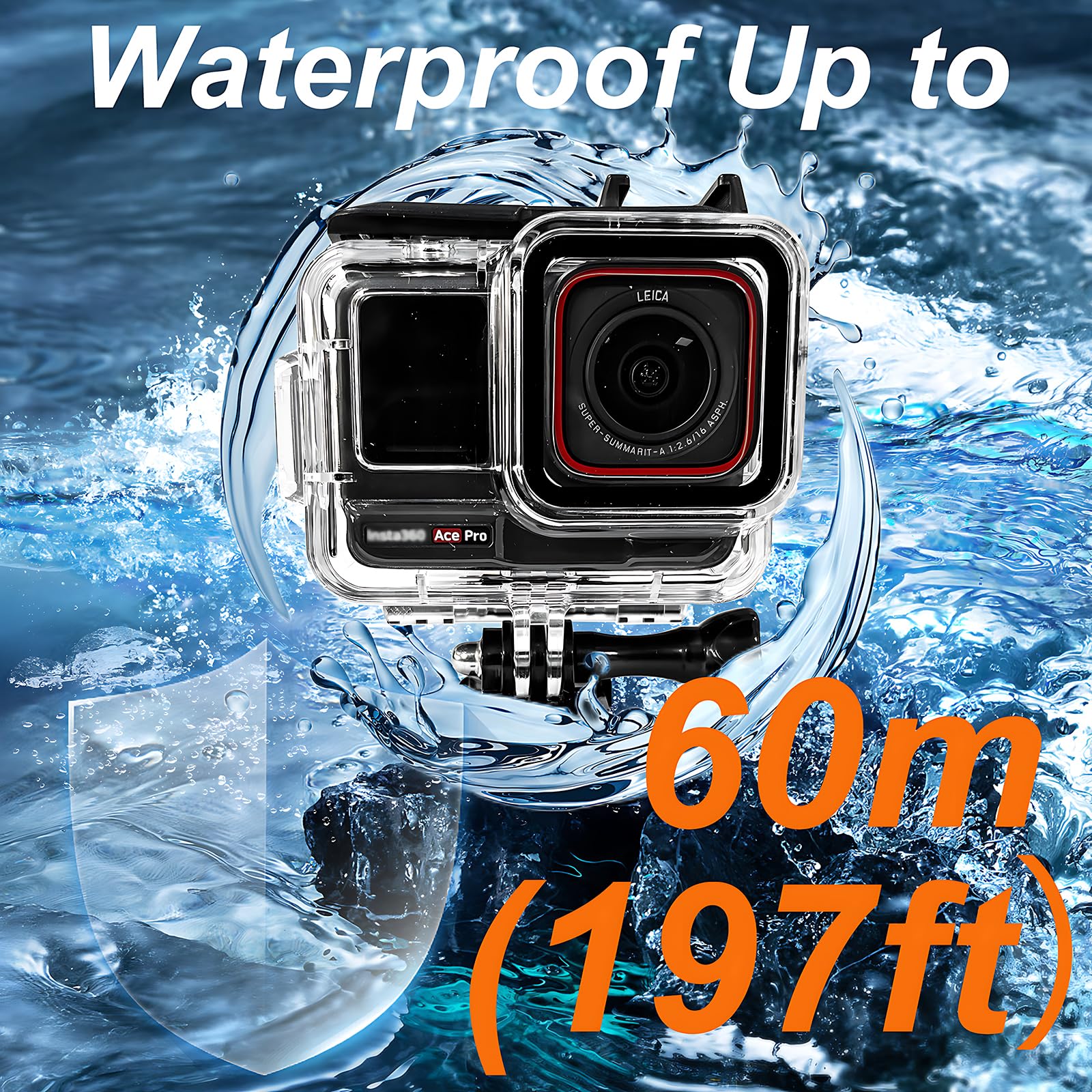 Custodia protettiva impermeabile per Insta360 Ace Pro, impermeabile fino a 60 m, con accessori per staffa