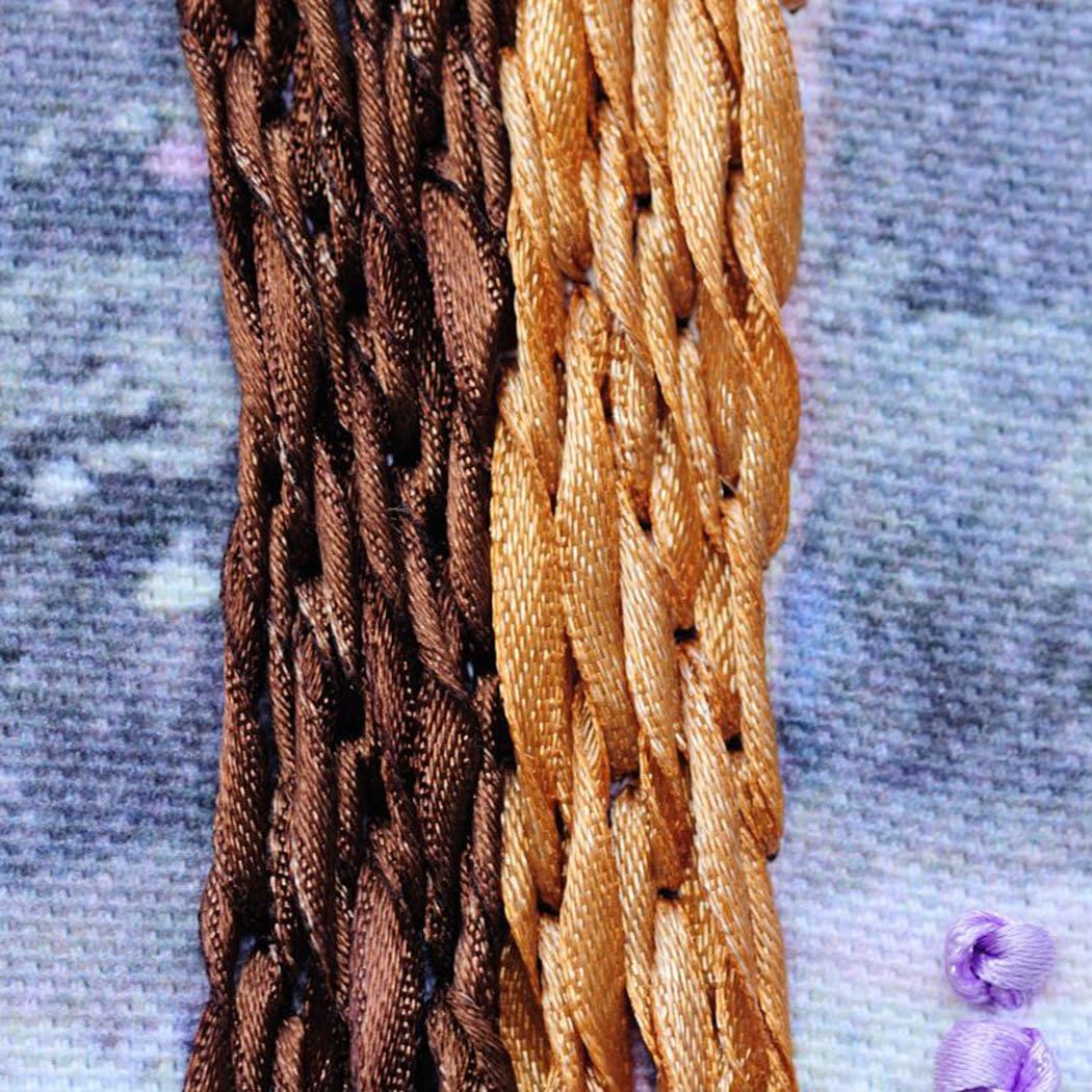 Aureate Handmade Ribbon Embroidery Kits Canvas 3D Wall Art Home Decoration DIY Needlepoint Tapestry Hanging Gift Floral Cherry Blossom 18"×26"