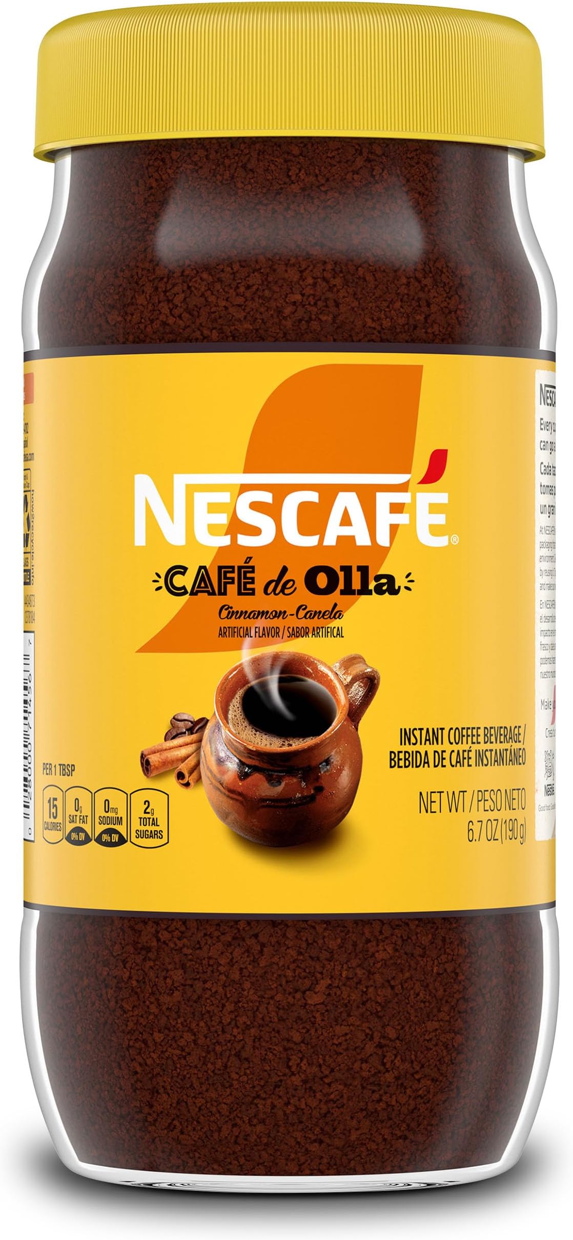 NESCAFÉ Café de Olla, Cinnamon Flavored Instant Coffee, 1 Jar (6.7 Oz)