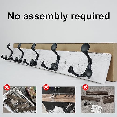 Miniatura 69 de SKOLOO Perchero de madera blanca de 17 pulgadas con 3 ganchos triples, ideal para entradas familiares, aulas y almacenamiento de suministros para