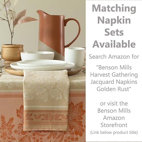 Miniatura 10 de Benson Mills Harvest Gathering - Mantel de tela jacquard pesada para otoño, cosecha y Acción de Gracias (marrón topo, cuadrado de 52 x 52 pulgadas)