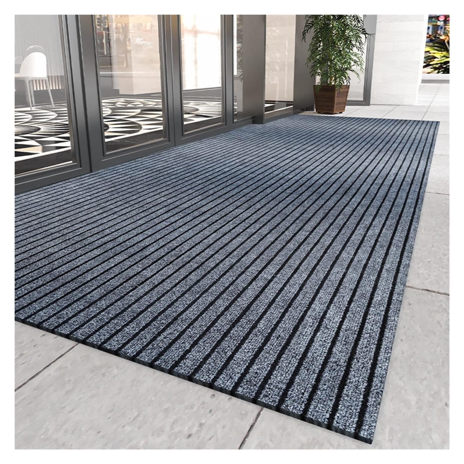 Outdoor-Teppich, Rutschfester Allwetter-Hinterhof-Willkommensteppich, zuschneidbare Eingangsmatten, Einkaufszentren, Hotels, Balkon-Fußmatte, 4 mm dick (Farbe: Grau, Größe: 120 x 200 cm)