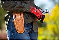 Vista 3 de FELCO F910+ Funda de cuero fabricada en Estados Unidos – Bolsa de cinturón de doble ranura para podadoras, cortadores de alambre y sierras plegables