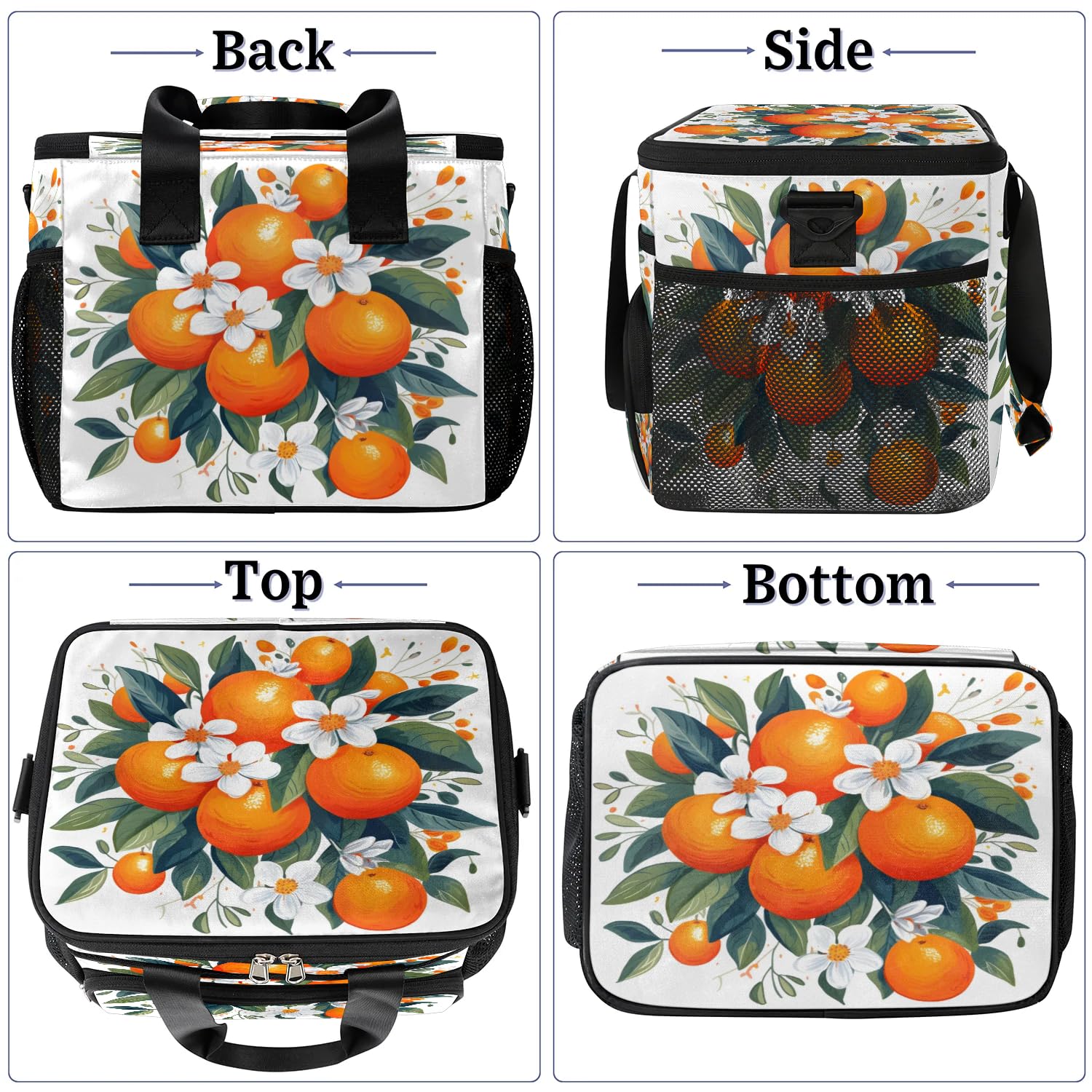 Große Lunchtasche mit Obstblumen, für Erwachsene, Herren, Damen, Kinder, Mädchen, Jungen, isolierte Lunchbox, Kühltasche, Kühltasche, Kühltasche, Kühltasche, Kühltasche für Arbeit, Picknick, Grillen