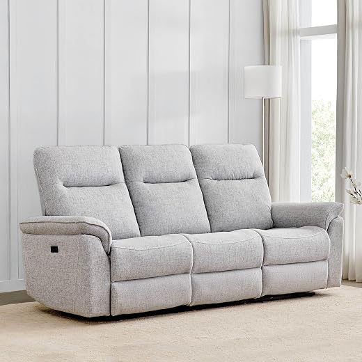 Home Centre | Artise Fabric 3-Seater Electric Recliner | Recliner Sofa for Living Room | Solid Wood | Grey | 2 Year Warranty