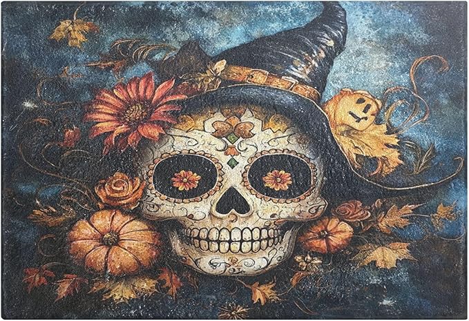 ALAZA Sugar Skull Pumpkins Bath Mat Rectangle Non-Slip Absorbent Bathroom Rug Floor Mat for Bathroom Living Room Bedroom,16 x 24 inch