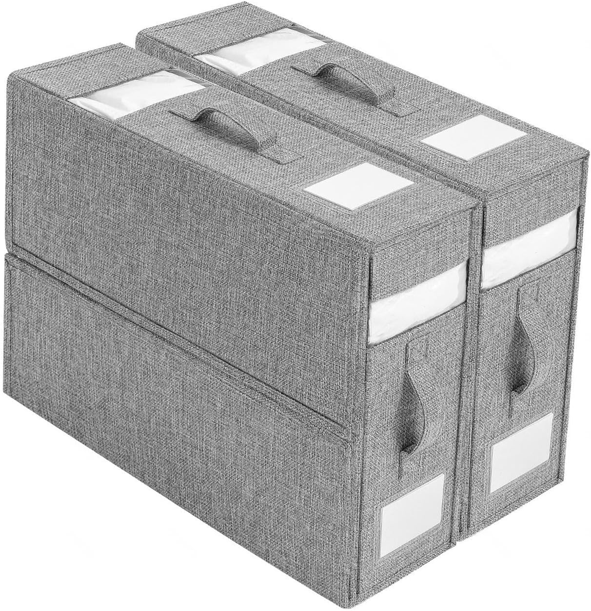 2 Pack Bed Sheet Organizers,Foldable Linen Bed Sheet Organizer with Windows, Sheet Cube Storage Container Linen Closet Organizers, for Bedding Blankets Towels,A