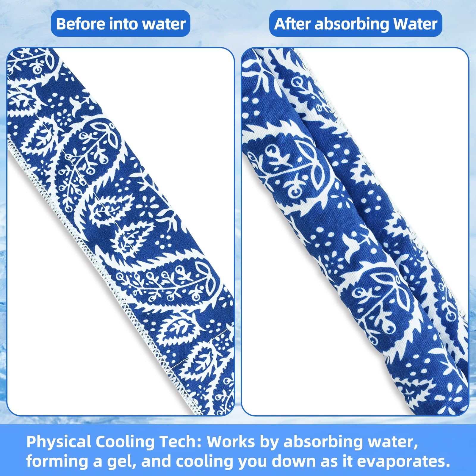 6 sztuk Chustka chłodząca Chustka Chłodząca Szyja, Chłodząca Bandana Przenośna Wielokrotnego Użytku Unisex Do Jazdy Na Rowerze Na Świeżym Powietrzu, Sport i Fitness
