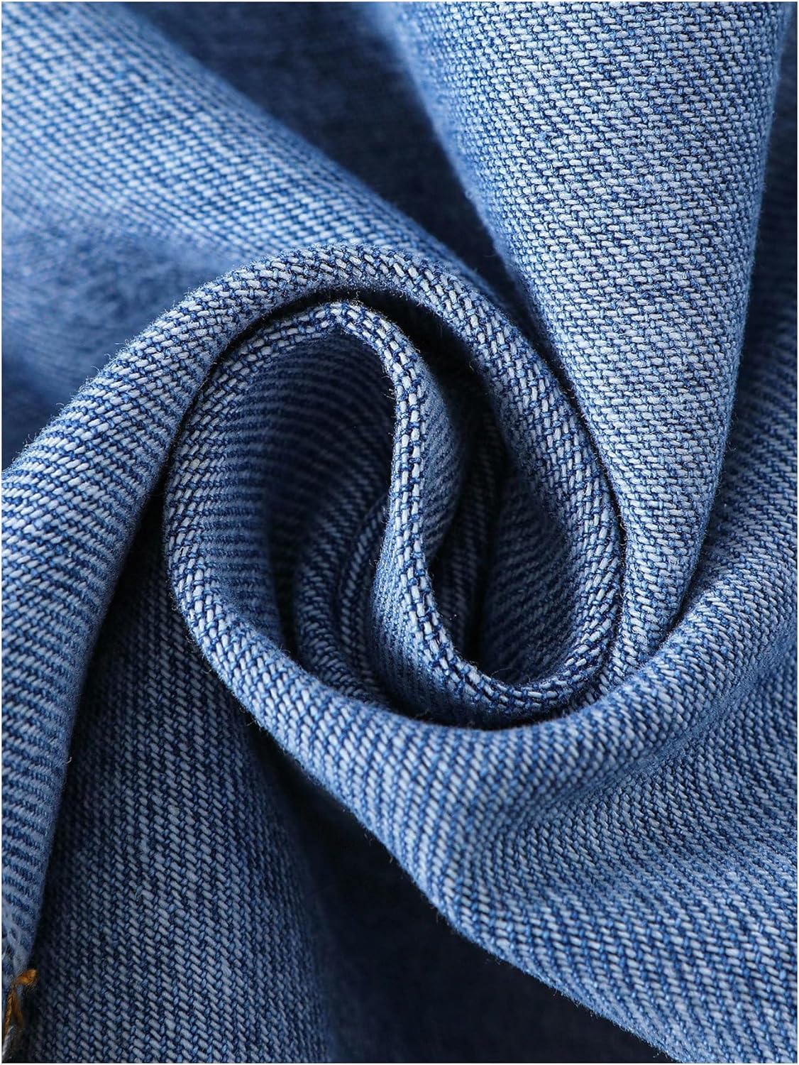 MakeMeChic Girl's 2 Piece Outfits Ripped Raw Hem Long Sleeve Button Down Denim Jacket and Pleated Jean Skirt Sets - Image 5