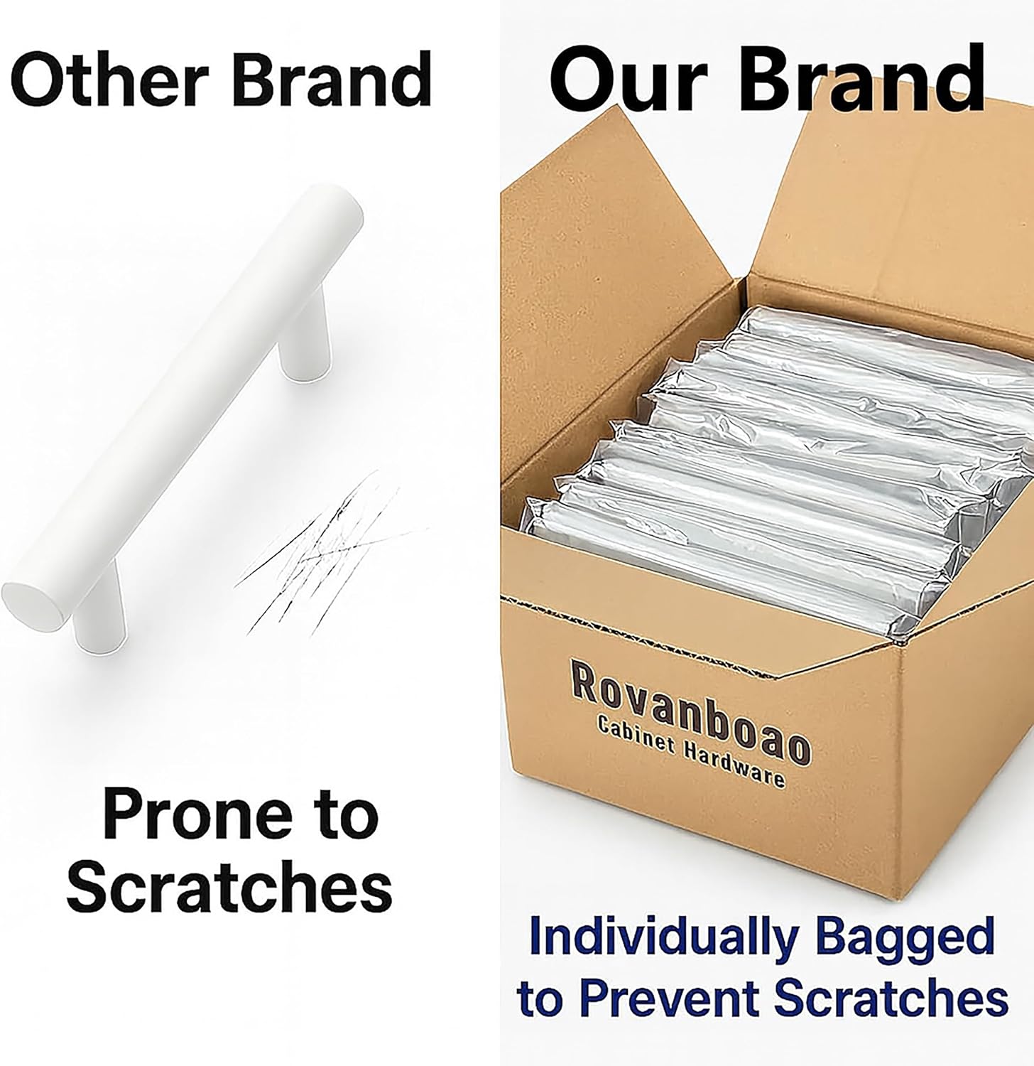 35 Pack | White Cabinet Handles, German Krupp Stainless Steel Pulls, CNC Precision ±0.01mm, Family Kitchen Renovation Set, Durable and Unified Look, 5 Inch Length, 3 Inch Hole Center