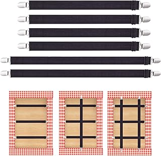 6PCS Tablecloth Holder Clips Strap, Adjustable Elasticity Picnic Tablecloth Clip Perfect for Tables Bench Cover Picnic Party Camping Black