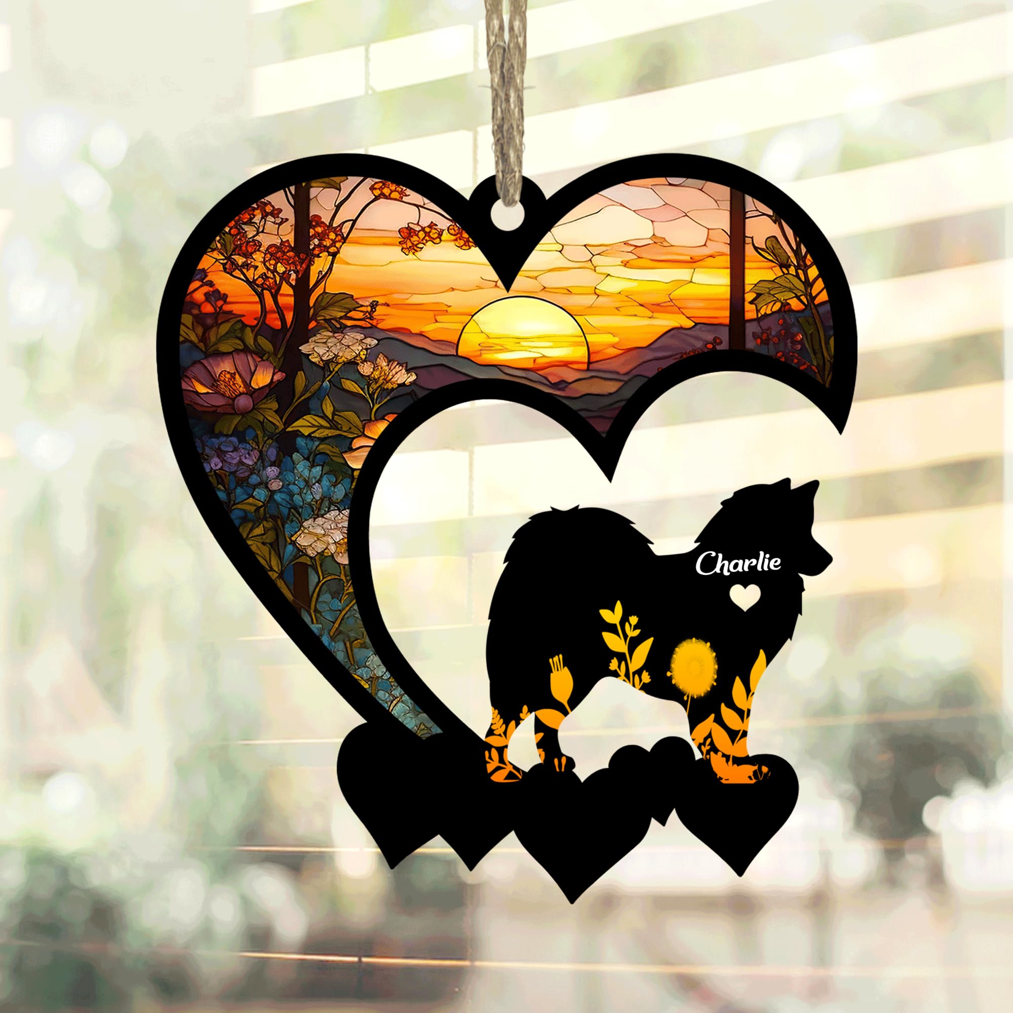 Lovely POD American Eskimo Suncatcher Ornaments, Personalized American Eskimo Memorial with Name, Dogs Loss Ornaments, Dog Remembrance Gift, Dog Memory Ornament, Loss of Dogs Sympathy Gifts