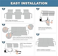 Vista 6 de Genina Fundas de sofá para sofá de 2 cojines, 100% impermeables, fundas de sofá reclinable de 3 asientos para sofás reclinables, protector de Azul
