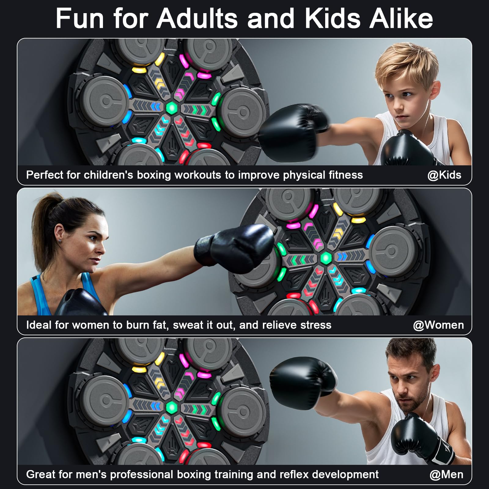 Music Boxing Machine mit Boxhandschuhen, Intelligente Musik Boxmaschine Wandmontage mit LED-Display & Bluetooth, 11 Geschwindigkeiten, Sport Geräte Home-Gym Equipment für Fitness & Stressabbau