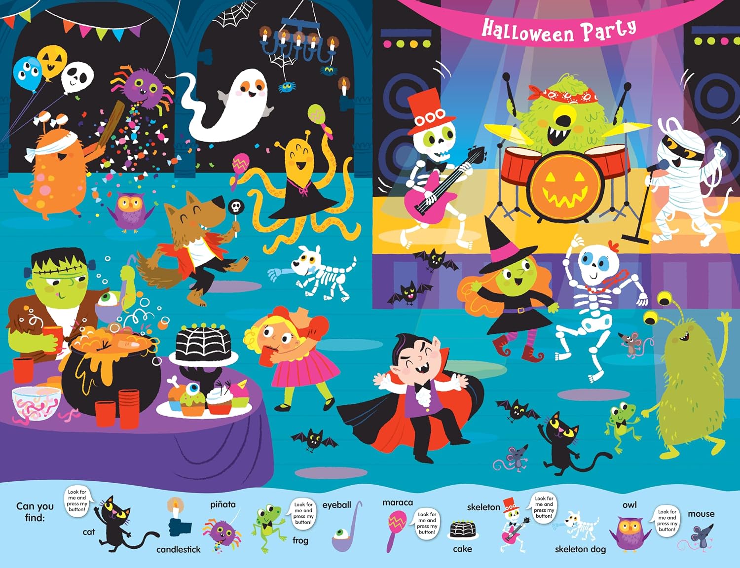 Search & Find: Halloween Fun Sound Book - Search for Trick-or-Treaters, Ghosts, Ghouls, Vampires, Witches, Cats, and More, Ages 2 and Up - 30-Button Sound Book