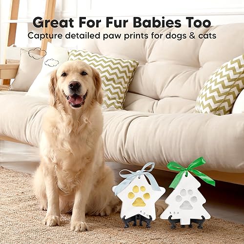 Miniatura 6 de Kit de huellas de manos y pies para bebé - Adorno personalizado de primer Navidad para bebé, recuerdo de huella de recién nacido, kit fácil de