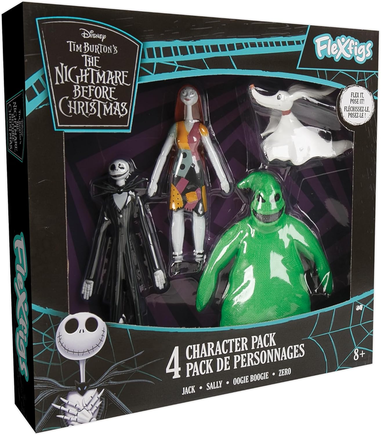 FleXfigs: Nightmare Before Christmas - 4 Character Pack - Articulated Action Figures, Flex It - Pose It!, Collectible Toy Miniatures, Kids Ages 3+
