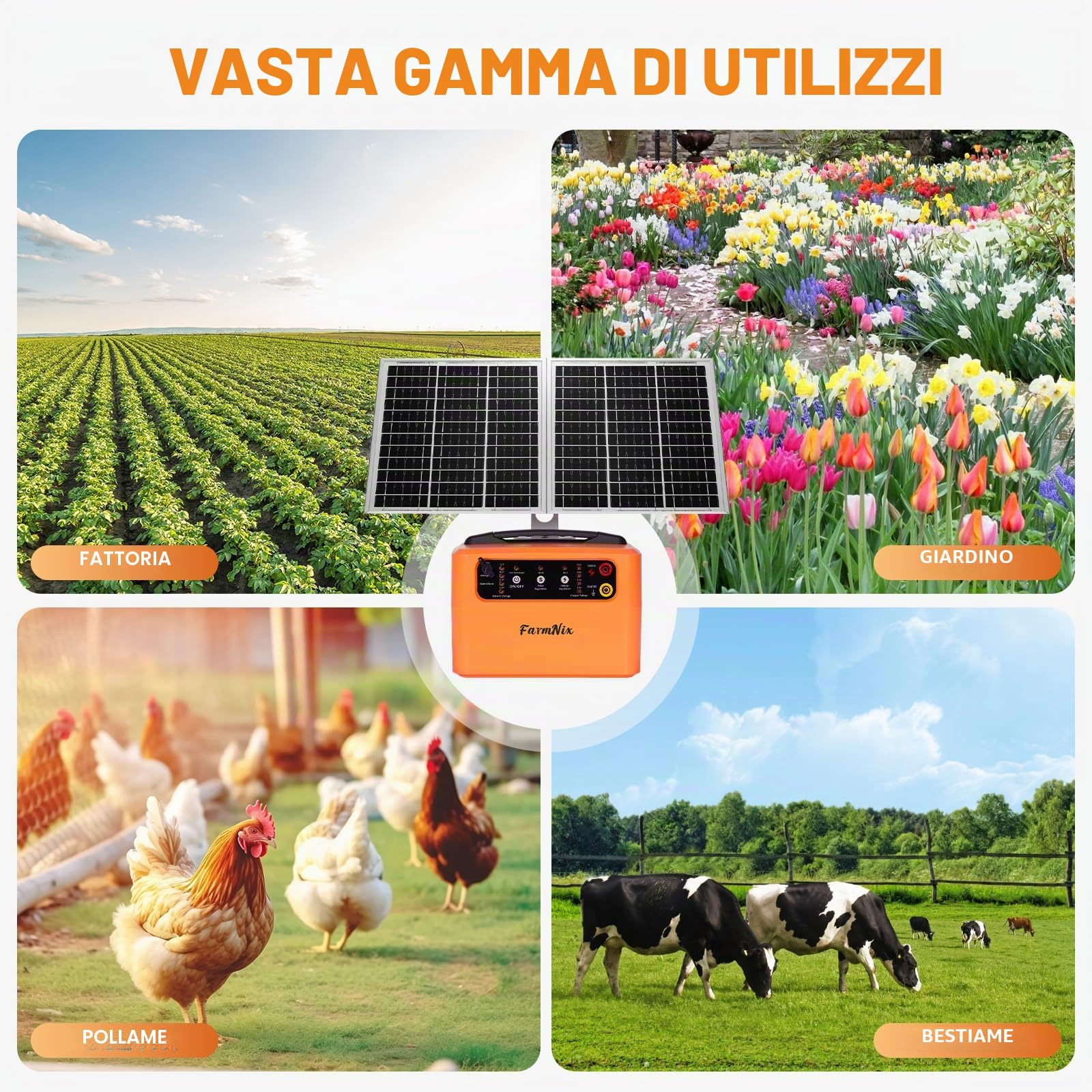 48KM Pastore Elettrico Solare 12V, 0.3-1.5J, 6KV-12KV | Recinzione Elettrica regolabile Pastore elettrico mit Batteria 7Ah, con Pannello Solare da 15W per Animali Grandi e Piccoli