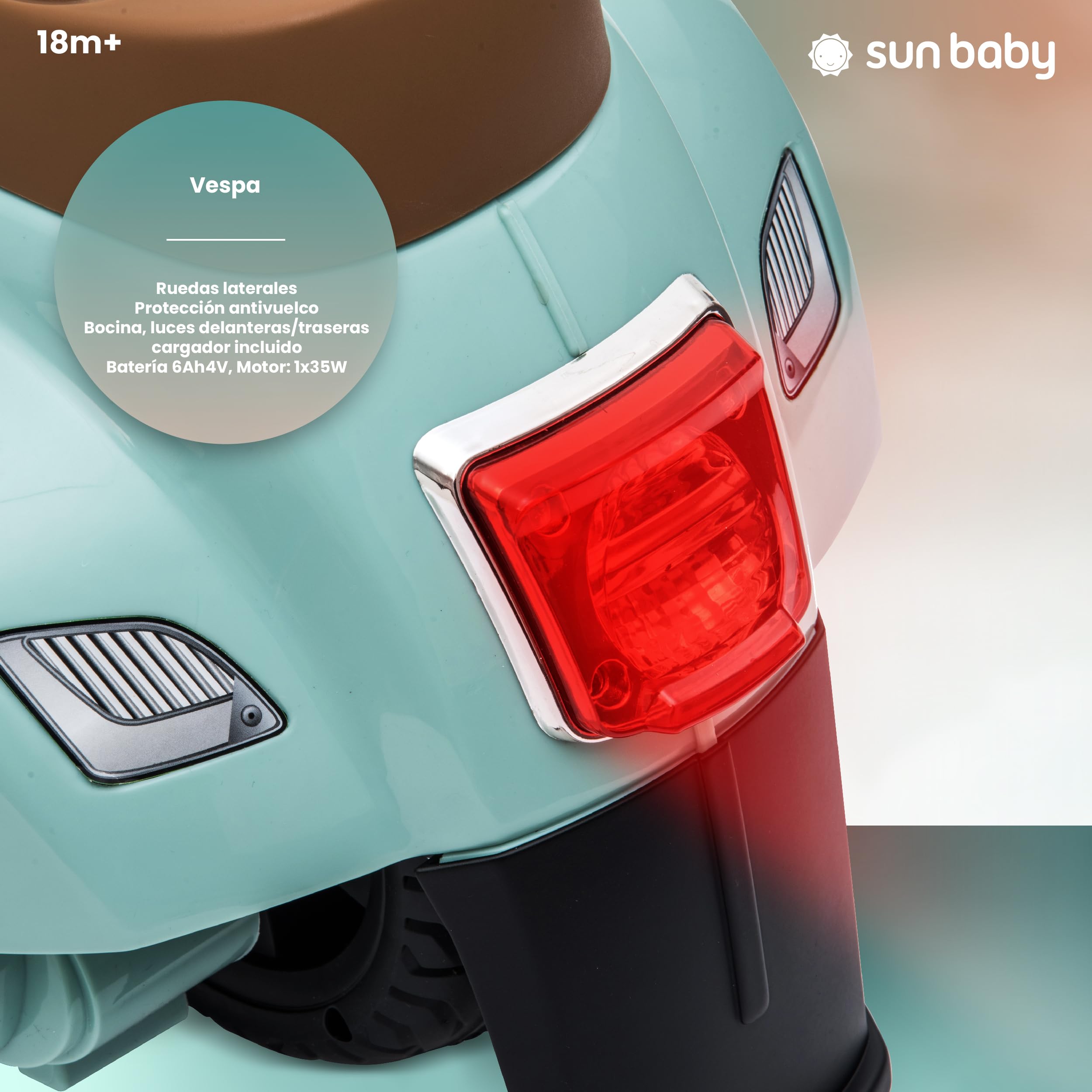 Vespa electrica niños, Motos electricas Infantiles, Vehículo eléctrico Vehículo Infantil Scooter (Menta)