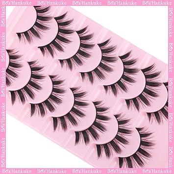 Manga Lashes with Bottom Lashes Spiky Eyelashes Natural Look D Curvature False eyelashes 9 Pairs Anime Fake Lashes Japanese 8D Strip Lashes Faux Mink Doll Lashes