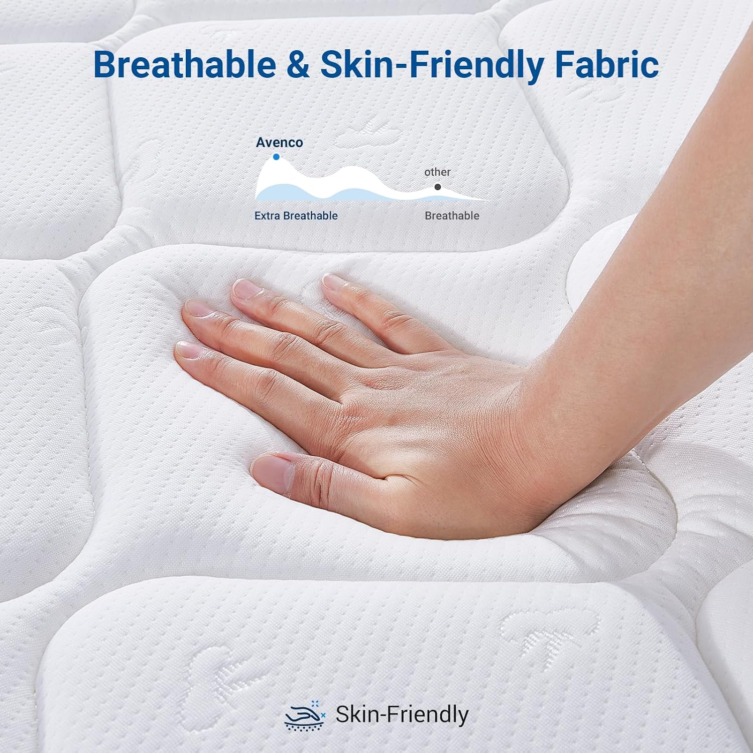 Avenco Queen Mattress, 12 inch Queen Size Mattress with Smarts™ Coil Individual Pocket Spring for Silent Sleep and Strong Edge Support, CertiPUR-US Certified, Mattresses in a Box