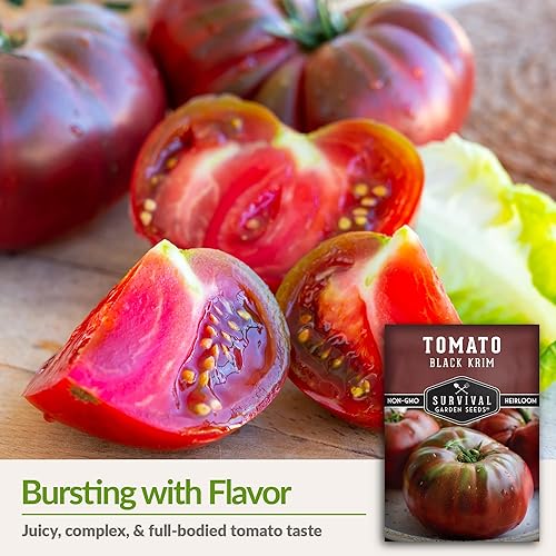 Miniatura 3 de Survival Garden Seeds - Semilla de tomate negro Krim para plantar - 3 paquetes con instrucciones para plantar y cultivar deliciosos tomates frescos