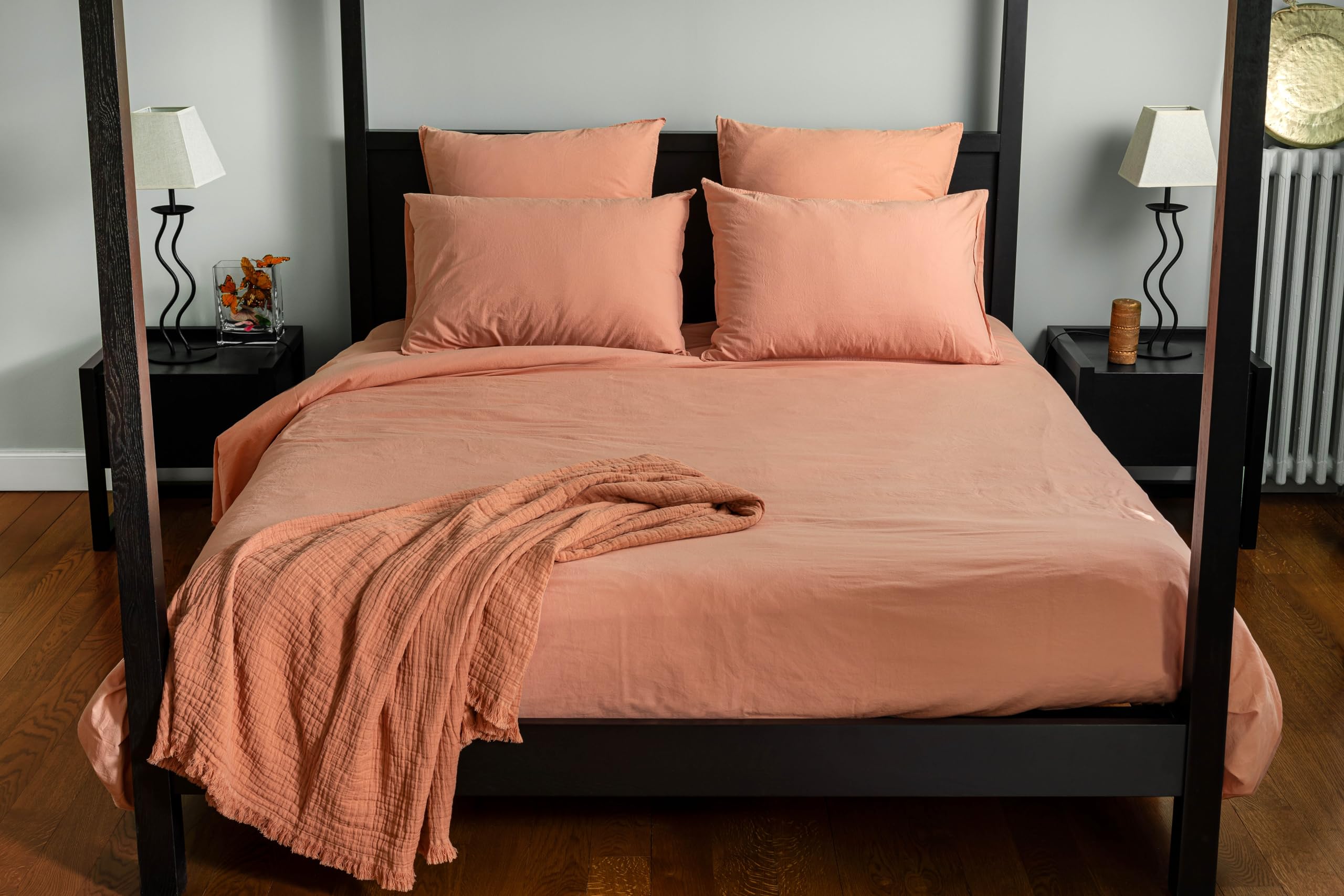 Toison d'or Cap Ferret Bolster Pillowcase, 43 x 200 cm, Terracotta