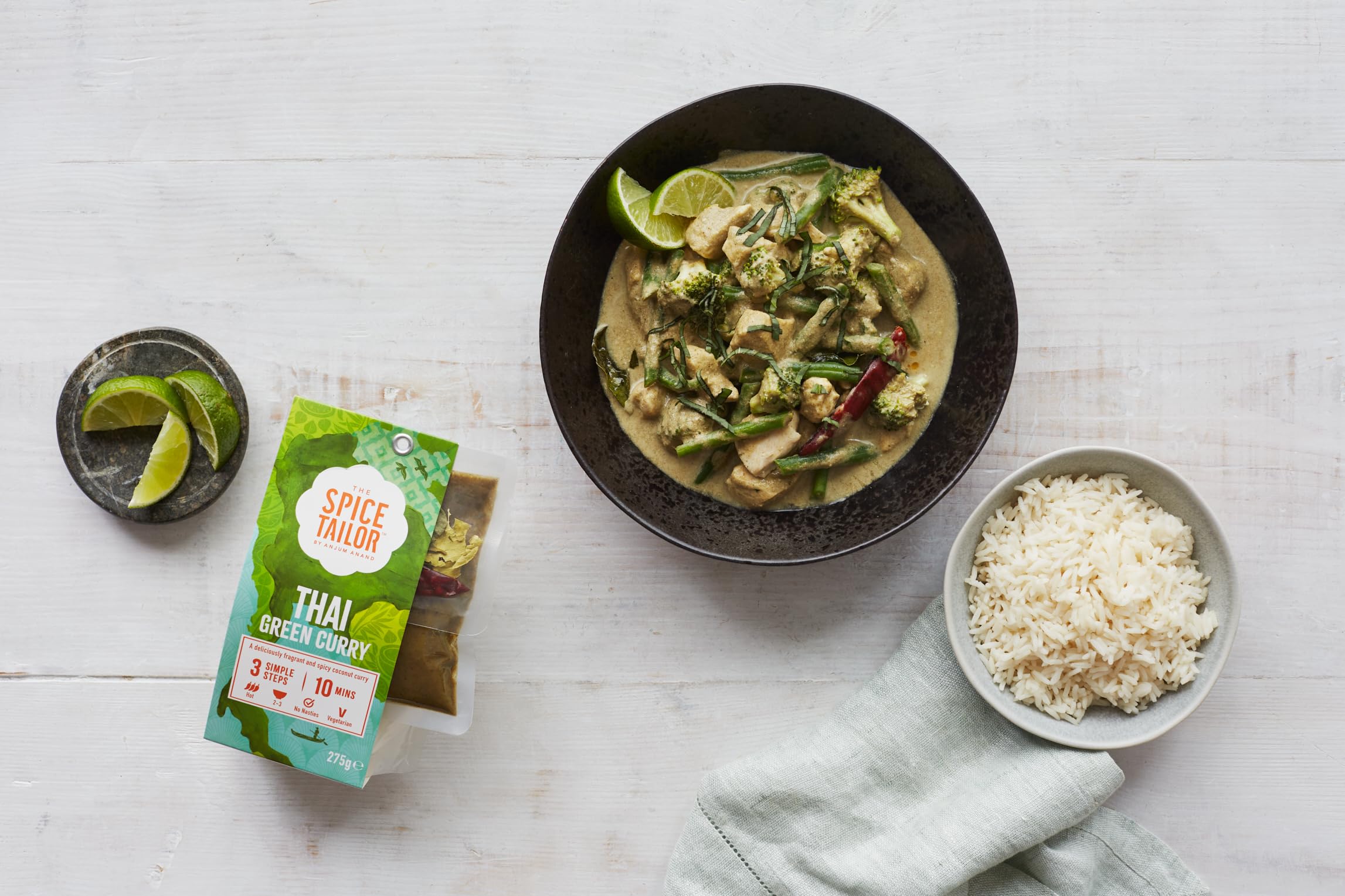 The Spice Tailor - Kit de comida de salsa de curry asiático, curry verde tailandés, paquete de 5, vegetariano