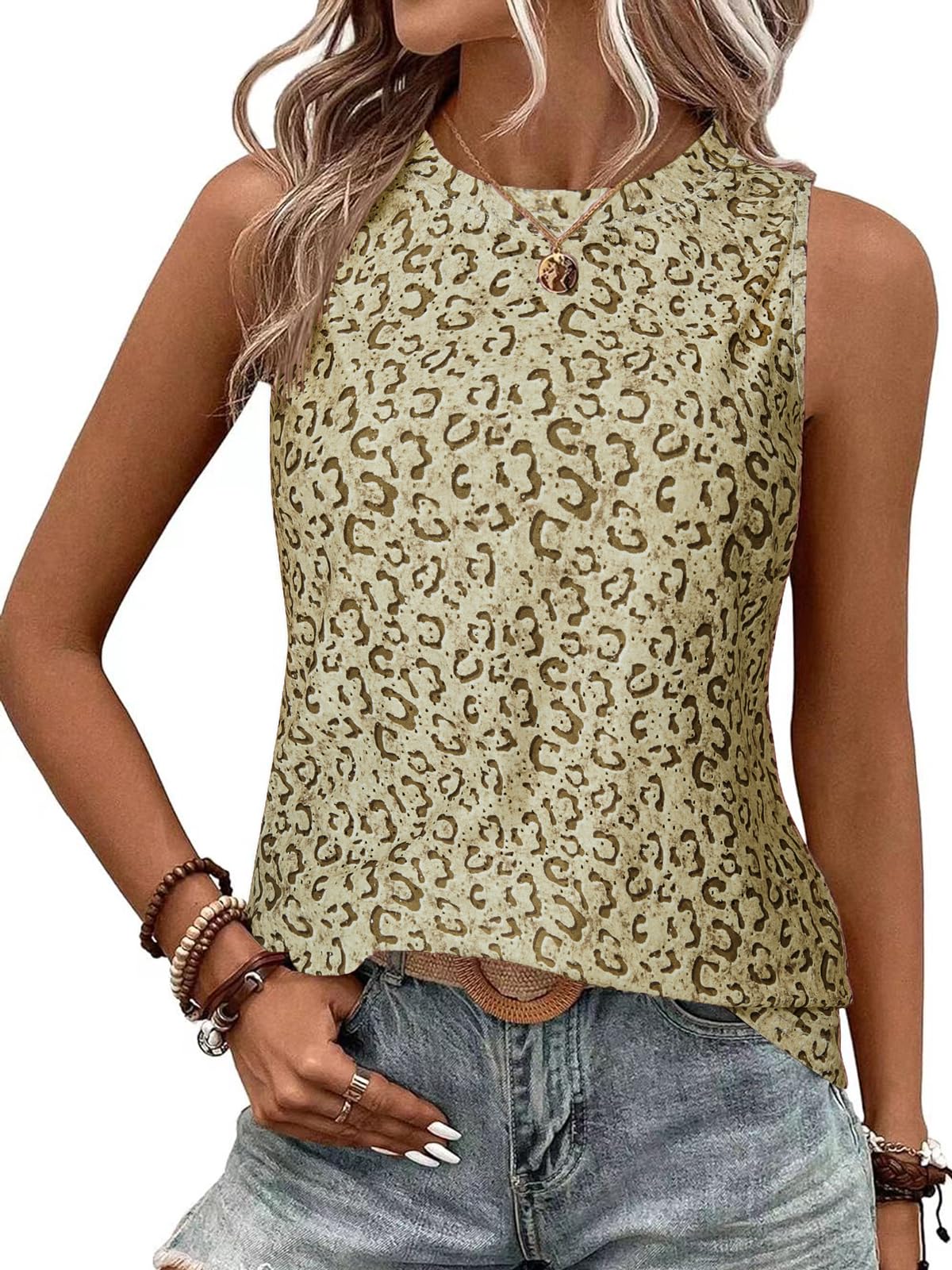 BAISHENGGT Damen Tank Tops Sommer Rundhals Ärmellos Ausgehöhlt Basic T Shirt Oberteile
