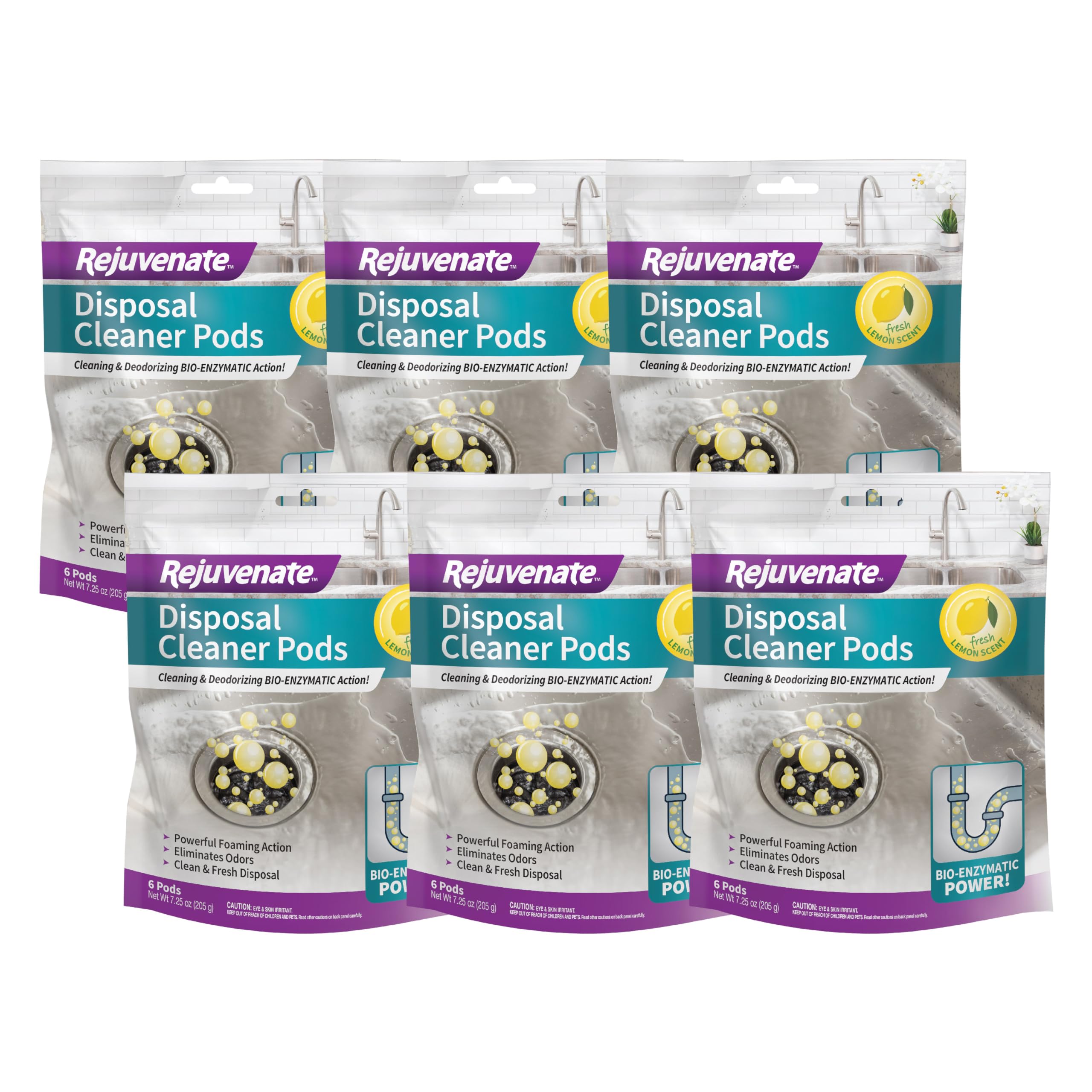 Rejuvenate Disposal Cleaner Pods 6 Count, profumo di limone, confezione da | Le cialde bio-enzimatiche eliminano gli sprechi alimentari, deodora i tubi e aiutano a prevenire gli odori