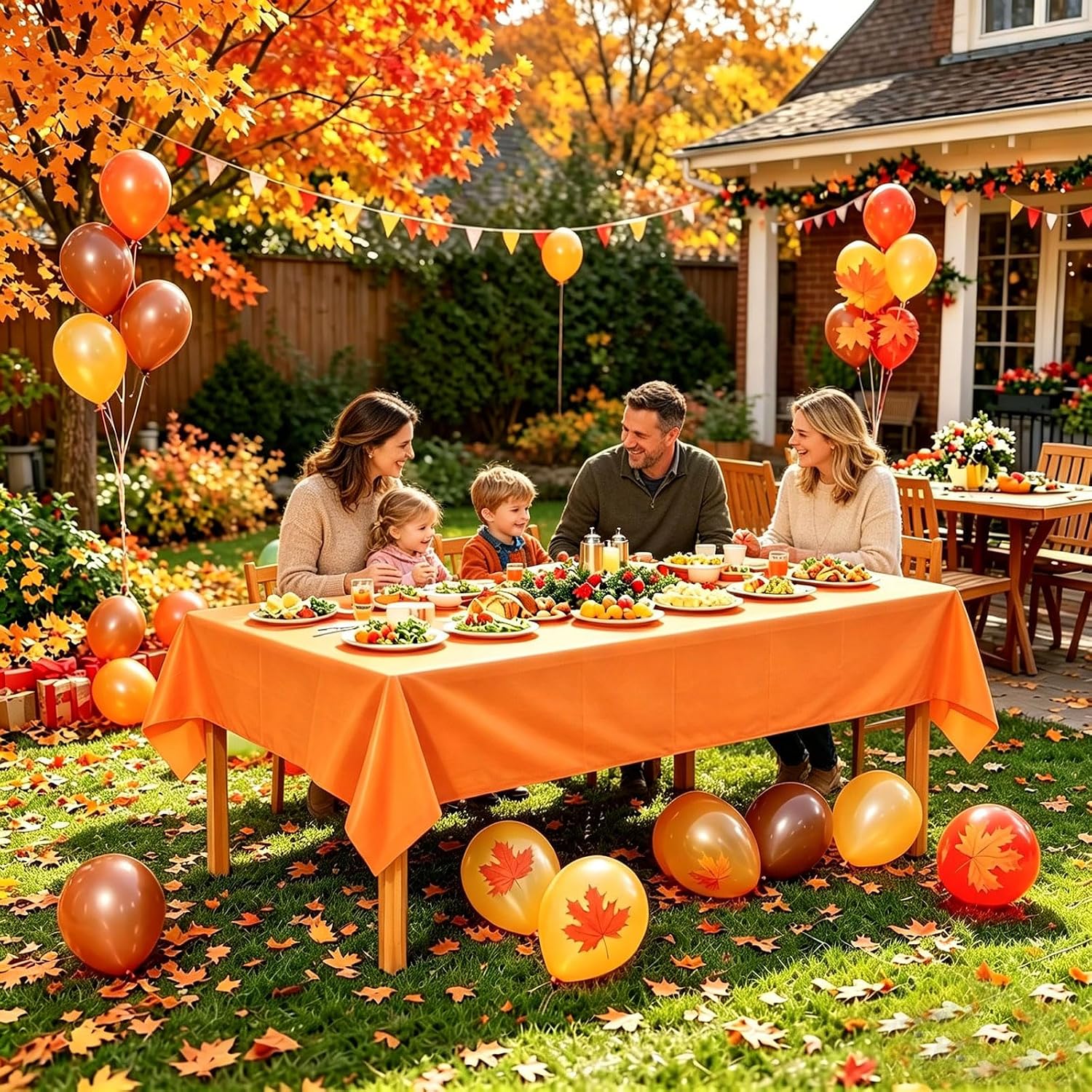 2Pcs Orange Plastic Table Cloth, 54 x 108 Inch Rectangle Disposable Tablecloth for Birthday, Wedding, Picnic, Holiday Party