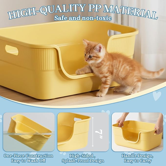 Arenero para gatos con entrada baja y lados altos gris miniatura 3