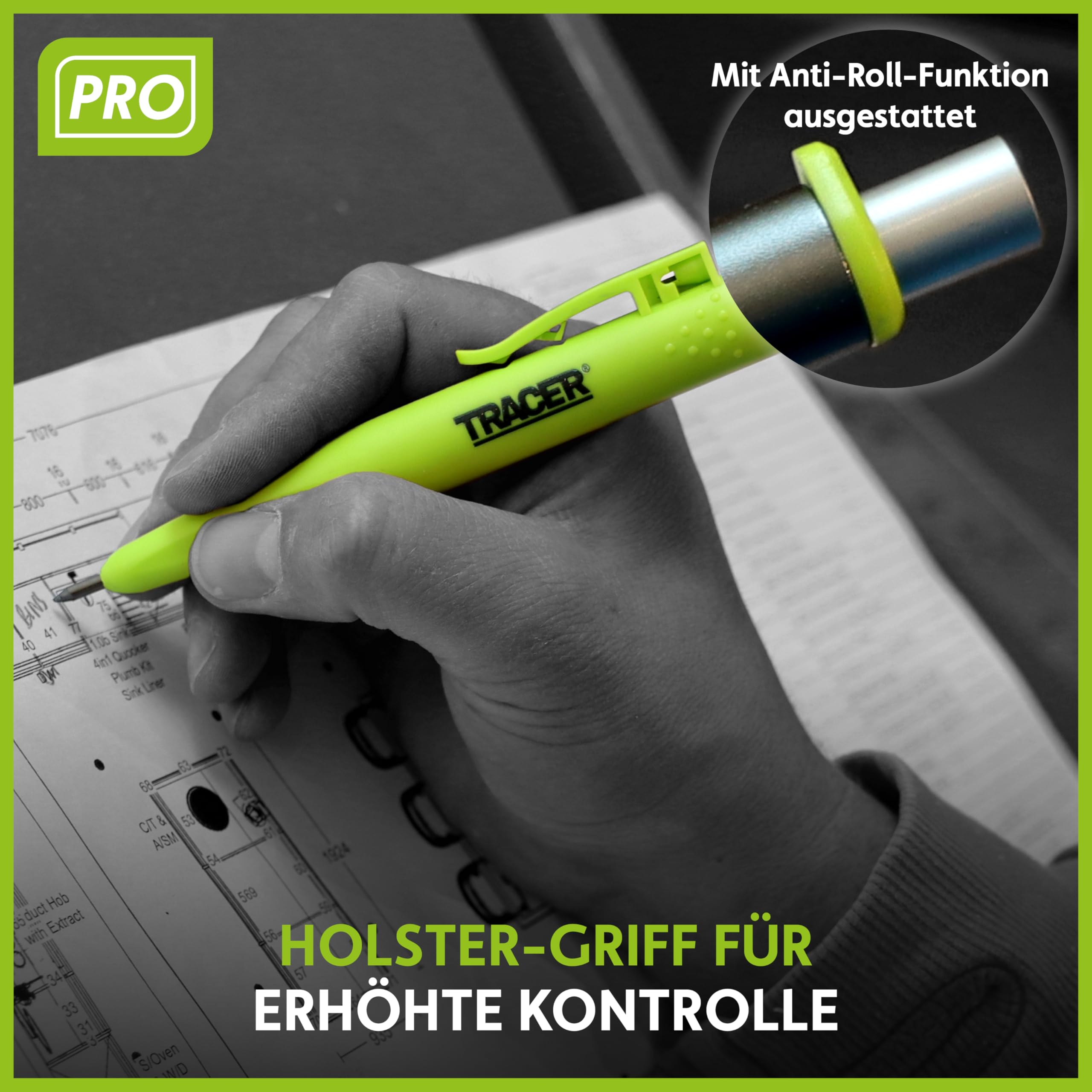 Tracer Pro Series Tieflochmarker AMK1-PRO Aluminium Baustift 145 mm