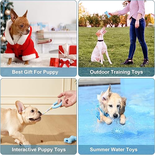 Miniatura 4 de Paquete de 6 juguetes masticables para cachorros, lindos juguetes azules para perros pequeños, juguetes para cachorros, juguetes para dentición,