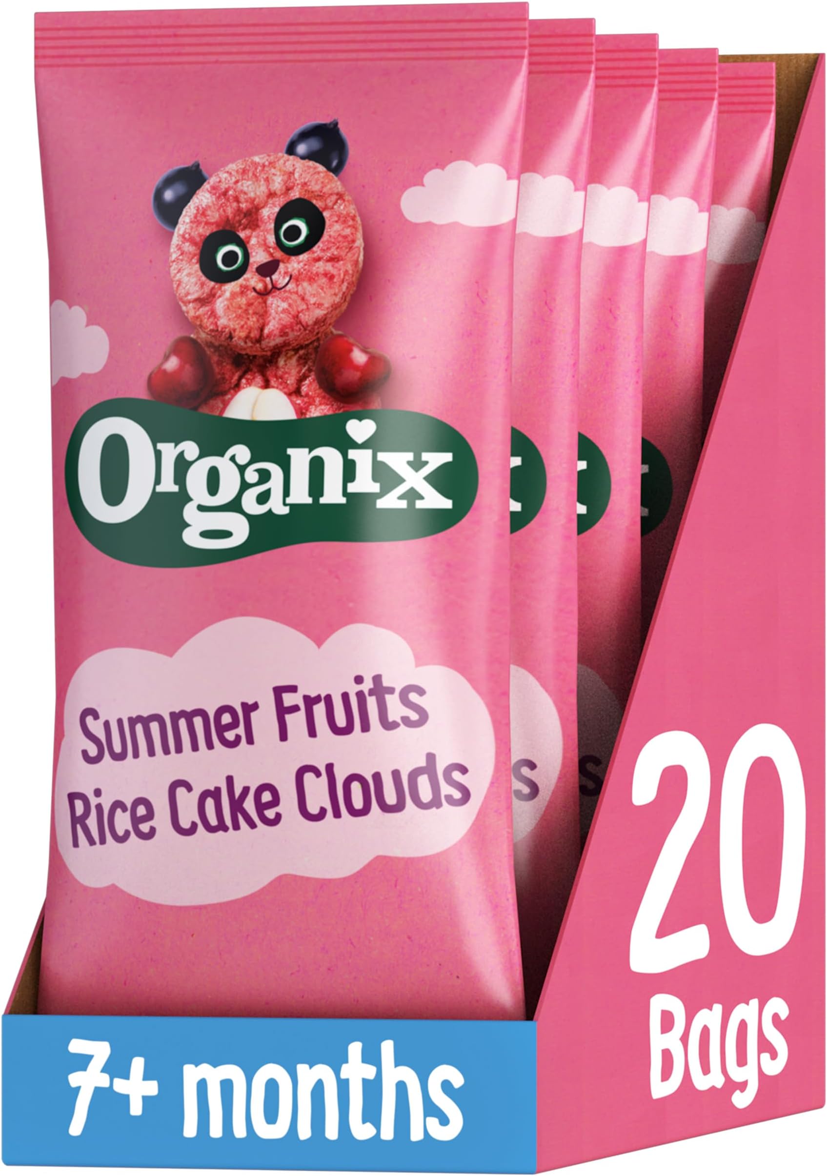 Organix Summer Fruits Rice Cake Clouds, Berry Flavoured Baby Snack, Multipack, 4 x 18 g Bags Per Pack (5 Packs Total)