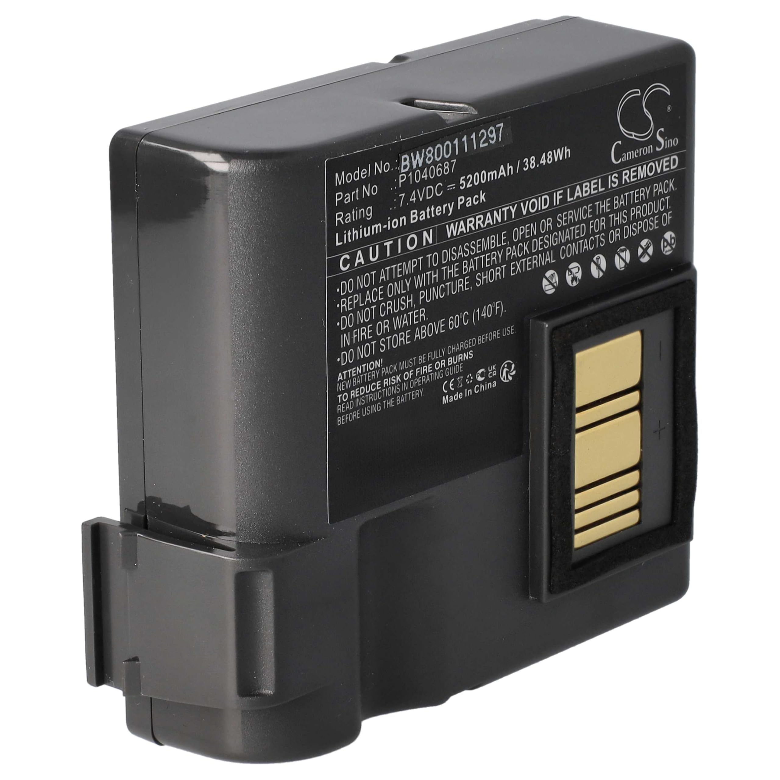 vhbw Batería Compatible con Zebra QLN420, ZQ630 Impresora, copiadora, escáner, Impresora Etiquetas (5200 mAh, 7,4 V, Li-Ion)