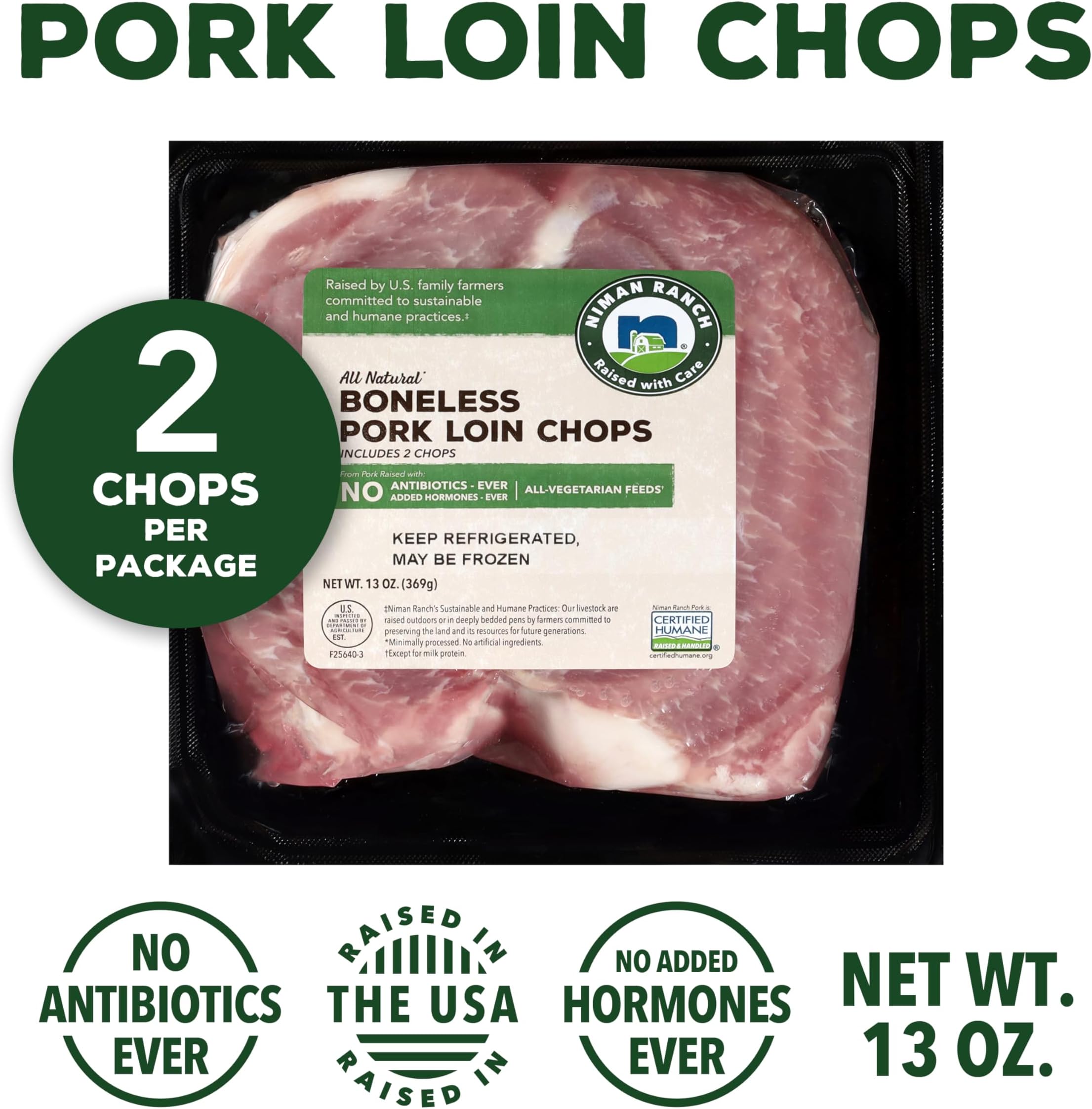 Niman Ranch, Pork Loin Chops, Boneless |0.8125 lbs.