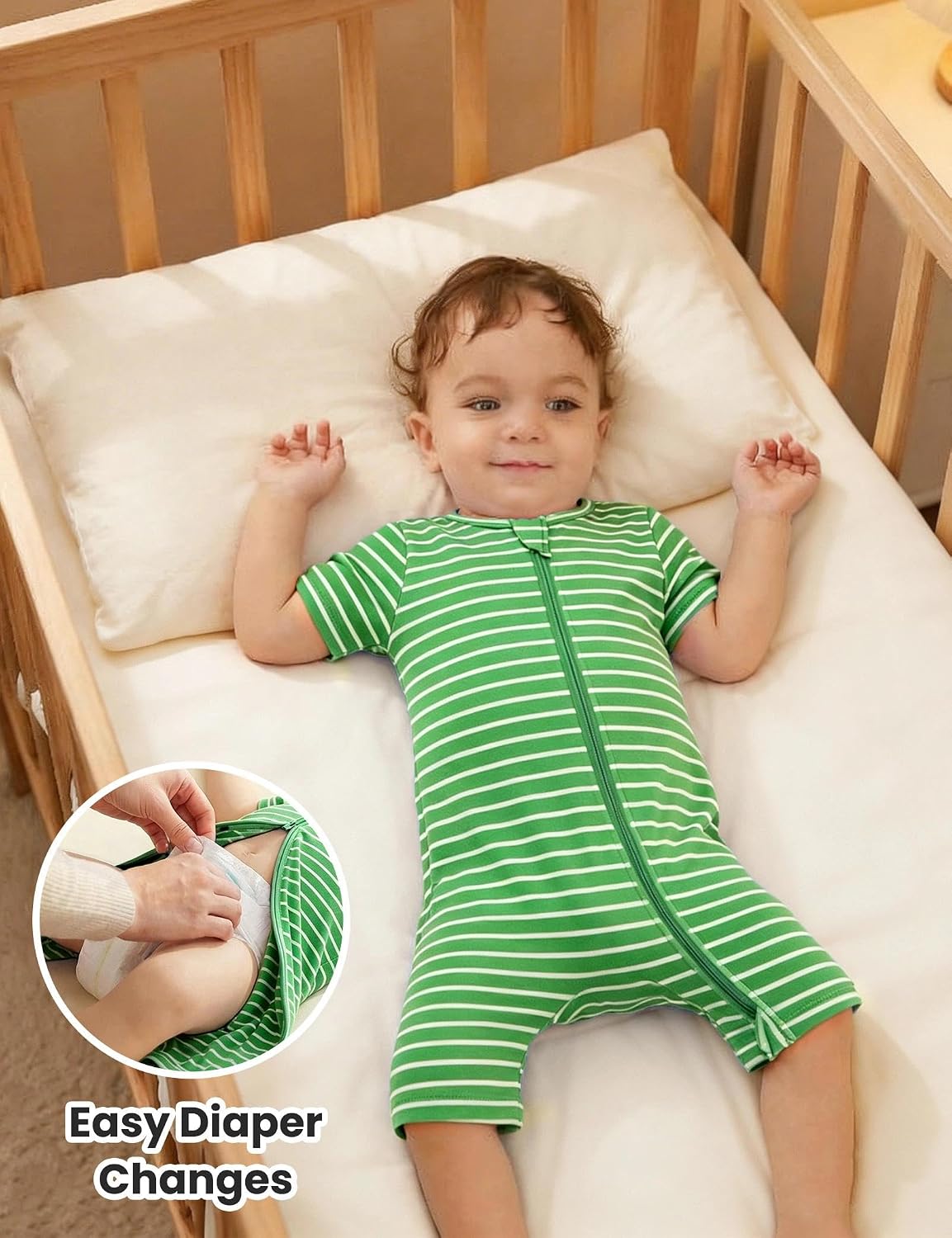 Jimonda Baby Boy Girl 2 Pack Pajamas Cotton Short Sleeve Footless Romper 2 Way Zipper One Piece Outfit Clothes