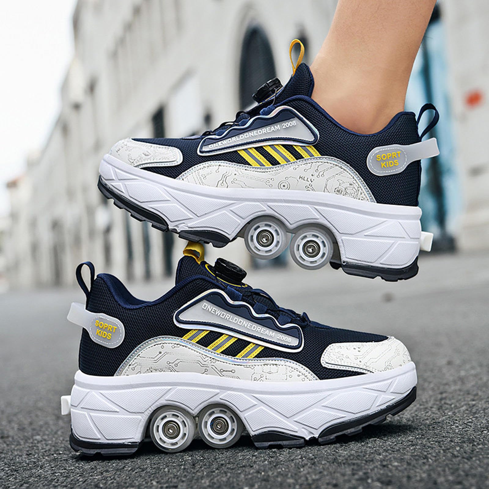 StejaR Scarpe multifunzionali di Nuova concezione per Pattini a Quattro Ruote 2-in-1 da Uomo e Donna a Quattro Ruote per Ragazzi e Ragazze,36