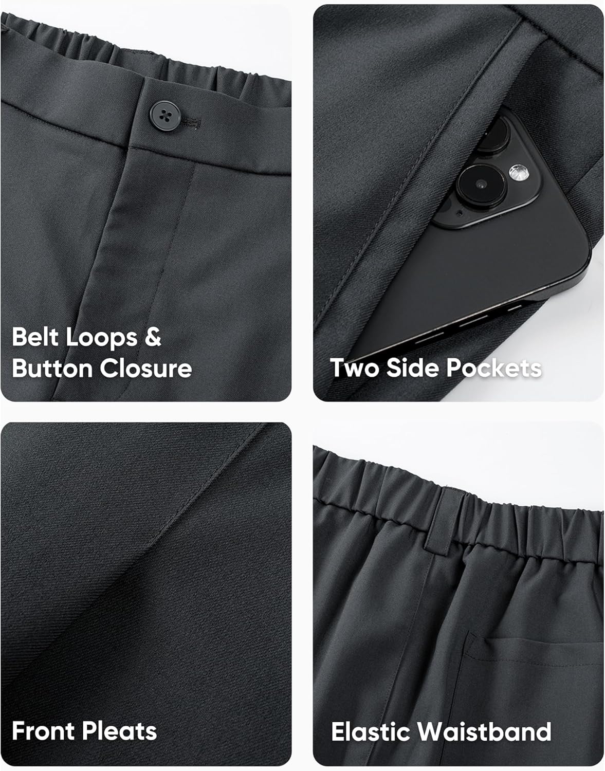 JMIERR Men's Baggy Pants Pleated Wide Leg Casual Dress Loose Fit Slacks Trousers - Image 7