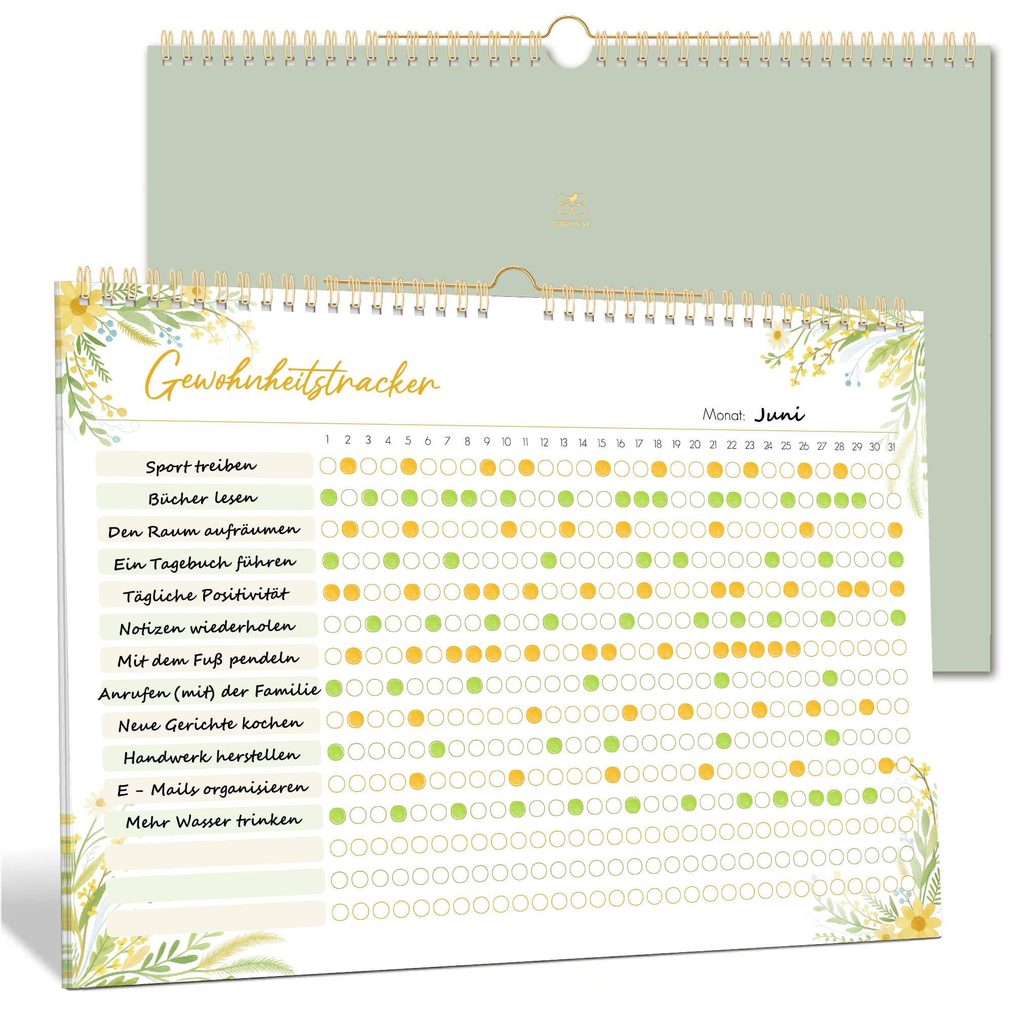 Habit Stacking lernen: neue Gewohnheiten an bestehende Routinen koppeln BIROYAL Habit Tracker Kalender für 12 Monate