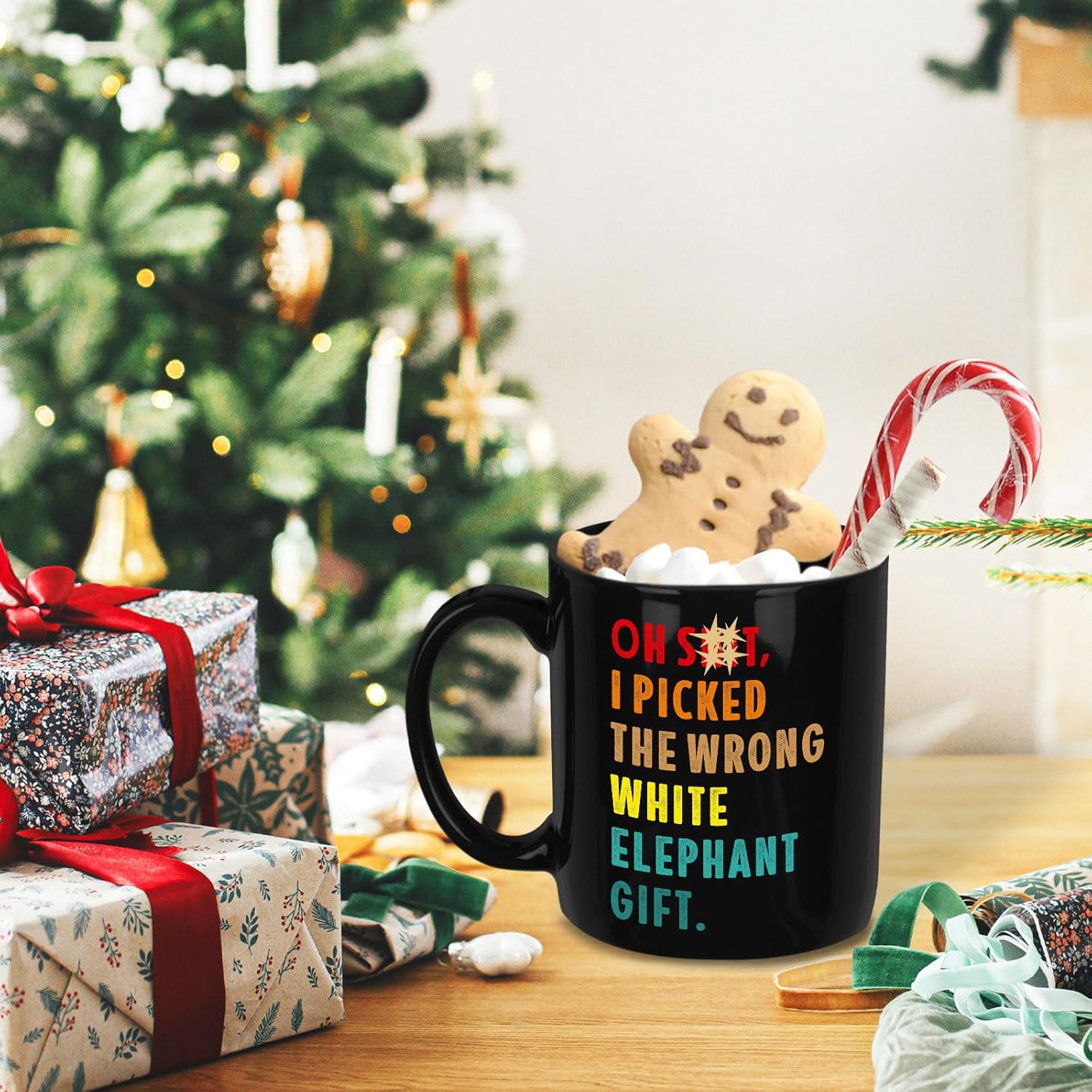 White Elephant Gifts for Adults Women Men, Funny Christmas Coffee Mug, 11oz Holiday Drinking Cups, I Picked The Wrong White Elephant Gift Cup, Xmas Party Cups for Hot Chocolate Cocoa Beverages - Image 6