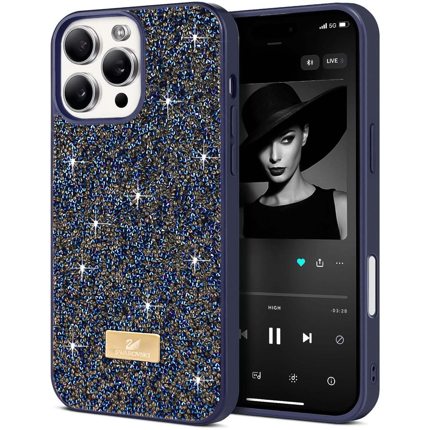 Dl3 Mobilak Case For iPhone 16 Pro Max 6.9-Inch Case Glitter, Sparkle Diamond Crystal Bling Case with Bling, Ultra Thin Lightweight Full Body Shockproof Anti-Scratch Protective Cover