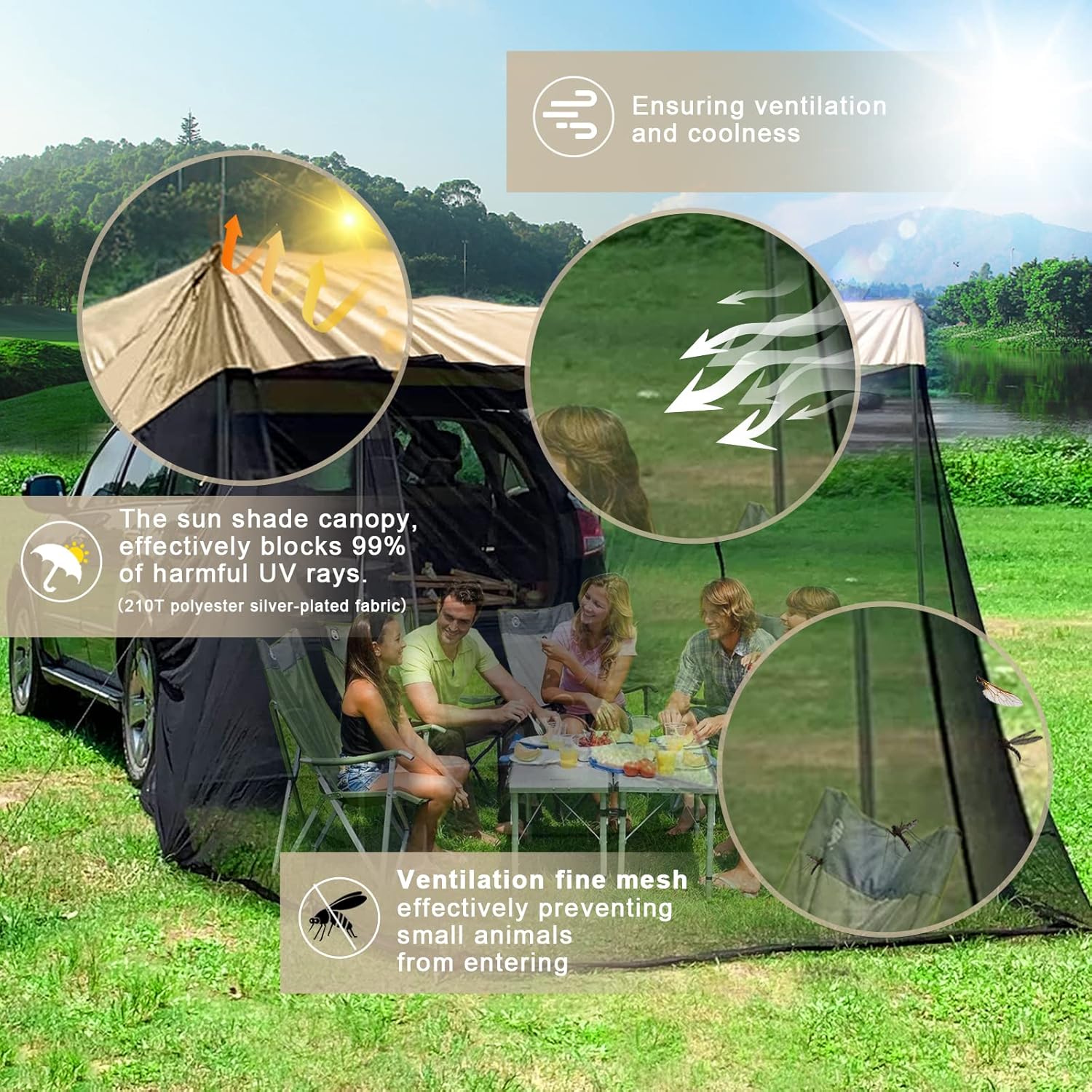 Car Awning Sun Shelter with Mosquito Net,Portable Outdoor Camping Car Travel,Roof Tent,Universal Car Rear or laternal Door of The car Tent Car Awning Sun Shelter with Mosquito Net,Portable Outdoor Camping Car Travel,Roof Tent,Universal Car Rear or laternal Door of The car Tent