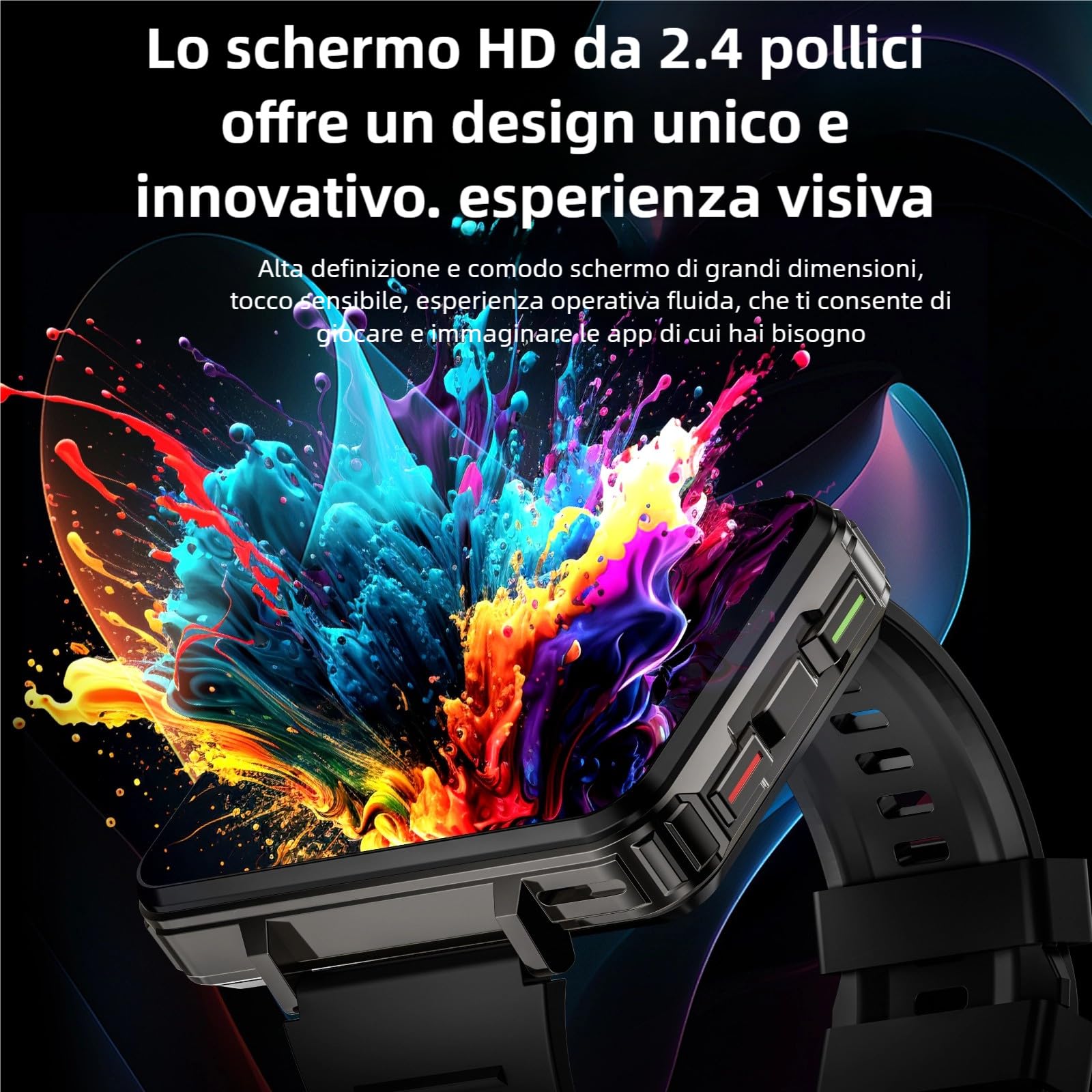 LOKMAT Montre intelligente 4G 6 Go + 128 Go Android Appel téléphonique Téléphone Téléphone Grand écran 2,4" Montre de sport 1500 mAh Double Caméra WiFi Bluetooth GPS Montre intelligente pour homme