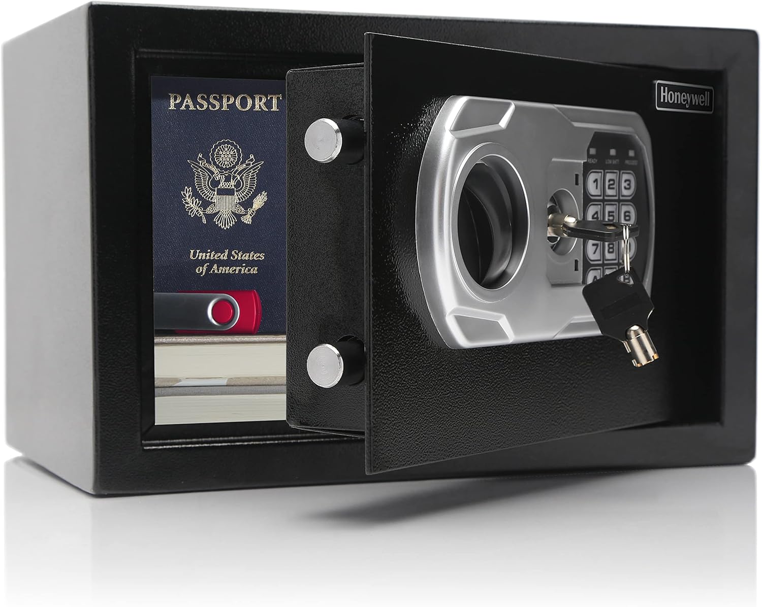 Honeywell Safes & Door Locks 5320DJ-DS, DOJ-Approved Small Steel Security Safe with Digital Lock, 0.27' Capacity, Black