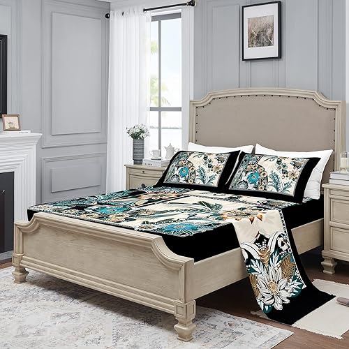 Miniatura 7 de YIYEA Juego de sábanas florales tamaño individual, sábanas florales de microfibra cepillada de 1800 hilos para cama de tamaño individual, extra