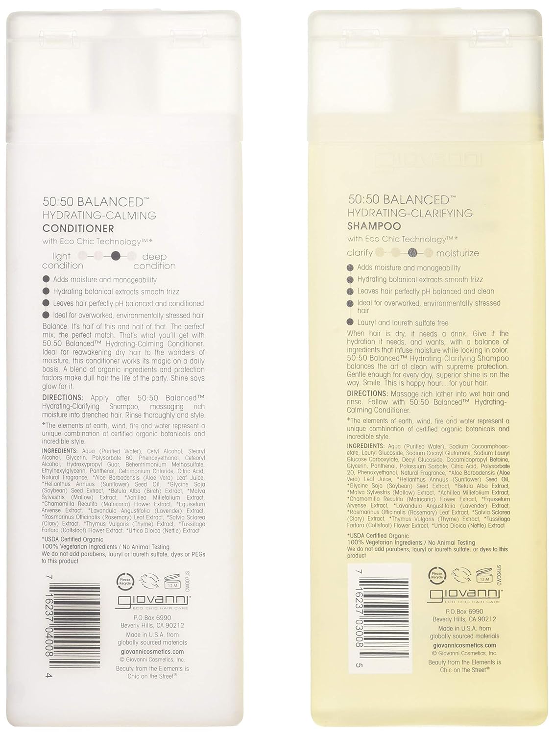 Giovanni 50:50 Balanced Remoisturizer Duo Set Shampoo Hydrating-Clarifying & Conditioner Hydrating-Calming, 8.5 Oz Each